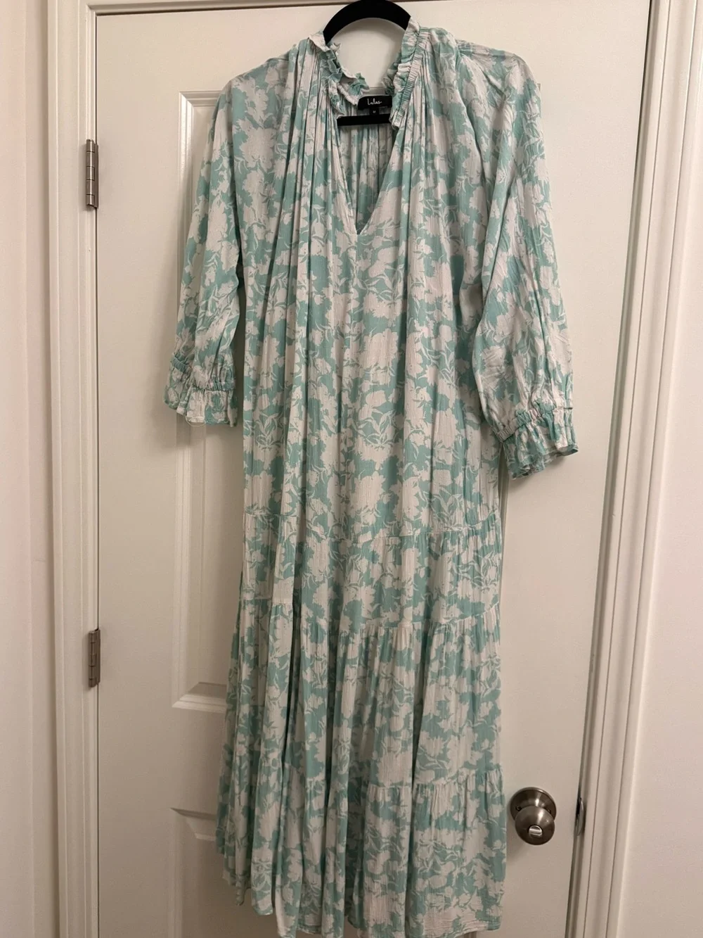 Lulus Soft Heart Mint Floral Print Long Sleeve Tiered Maxi Dress